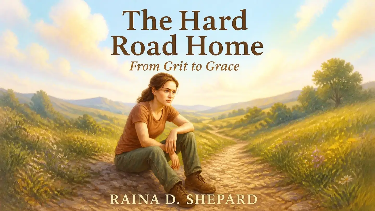 A resilient woman on a winding path at sunset