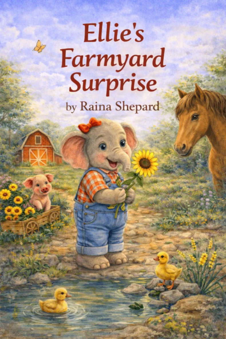 Ellie’s Farmyard Surprise book cover by Raina Shepard